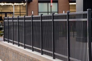 black ornamental metal fence at the office